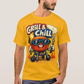 グリルしてリラックス & 笑えるBBQ Tシャツ (正面)