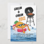 グリルでチルなBBQ 誕生日プールパーティー 招待状 (正面)