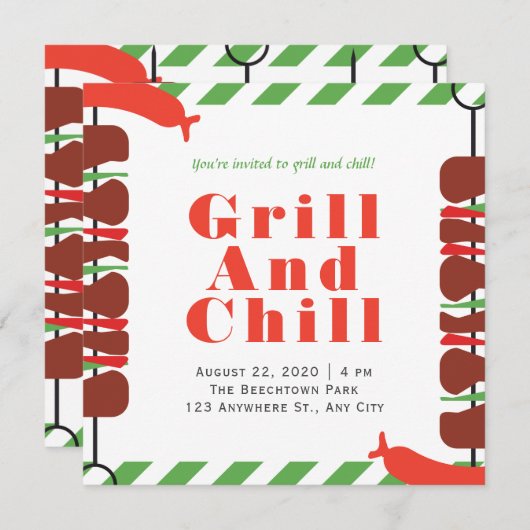 グリルとチルの招待状と発表 セーブザデート (正面/裏面)