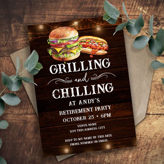 グリルとリラックス カジュアルなリタイアメントBBQ 招待状