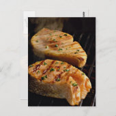 グリルに美味しいサーモンのステーキ ポストカード (正面/裏面)