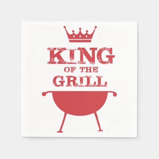 グリルのキング、赤 スタンダードカクテルナプキン (正面)