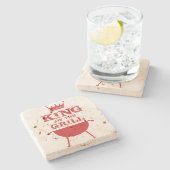 グリルのキング、赤 ストーンコースター (横)