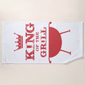 グリルのキング、赤 ビーチタオル (正面)