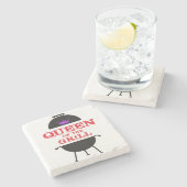 グリルのクイーンズパープルクラウンレッド ストーンコースター (横)