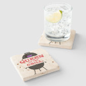 グリルのクイーンズパープルクラウンレッド ストーンコースター (横)