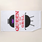 グリルのクイーンズパープルクラウンレッド ビーチタオル (正面)