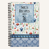 グリルのクイーンレシピカラフル – デニム，レース ノートブック (正面)