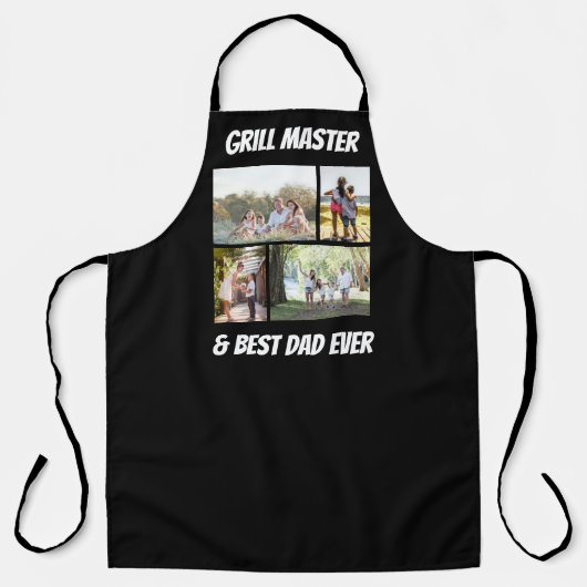 グリルのマスターと最高のパパはこれまでに4枚の写真ギフト エプロン (正面)