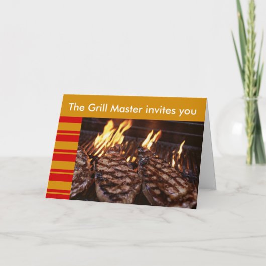 グリルのマスターのルアウ(ハワイ式宴会)のパーティの招待状 招待状 (正面)