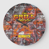 グリルのマスターの人の洞窟のPersonalizableの柱時計 ラージ壁時計 (正面)