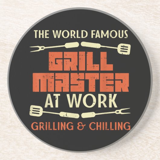 グリルのマスターの仕事で冷たいおもしろいBbq P コースター (正面)