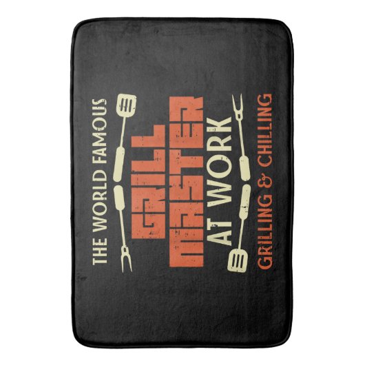 グリルのマスターの仕事で冷たいおもしろいBbq P バスマット (正面縦)