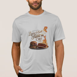 グリルのライセンス – Flame On, Chef Premium BBQ Tシャツ