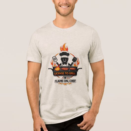 グリルのライセンス – Flame On, Chef Tee トライブレンドＴシャツ (正面)