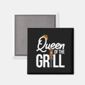 グリルの女王 楽しいスモークミート BBQ 女性 用 マグネット (正面/裏面)