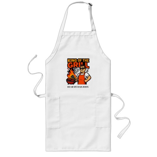 グリルの王様 おもしろい父の日 BBQマスター ロングエプロン (正面)
