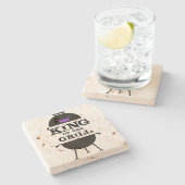 グリルの王、黒い紫の冠 ストーンコースター (横)