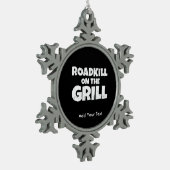 グリルのRoadkill -おもしろいなBBQのパーティー スノーフレークピューターオーナメント (左)