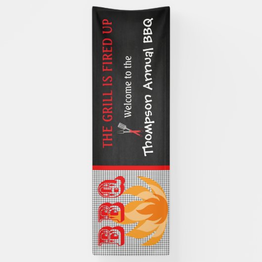 グリルは年次BBQの旗の上で発射されます 横断幕 (縦)