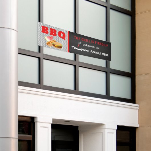 グリルは発射されますの上で… BBQの食糧旗 横断幕 (ビルの外側)