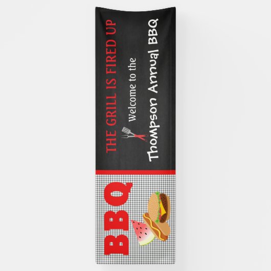 グリルは発射されますの上で… BBQの食糧旗 横断幕 (縦)