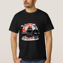 グリルへのライセンス – Flame On, Chef BBQおもしろいTee Tシャツ