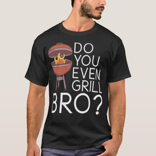 グリルも焼くbro barbecue,グリルベーキング tシャツ (正面)