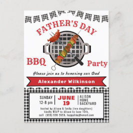 グリルアンドチルファーザーズデイBBQパーティの招待状 ポストカード