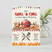 グリルアンドチル招待状、編集可能Bbq誕生日 招待状 (スタンド正面)