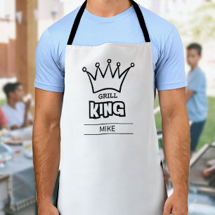 グリルキング、おもしろいカスタムBBQモノグラムのクラウン エプロン