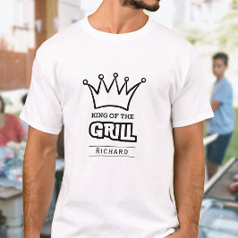 グリルキング、BBQおもしろいモノグラムのクラウン Tシャツ
