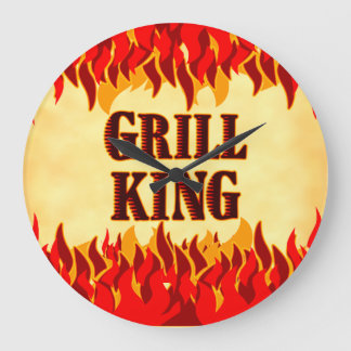 グリルキングBBQレッドフレームウォールクロック ラージ壁時計