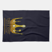 グリルキングBBQ王冠ネイビー自分の力を作る キッチンタオル (横)