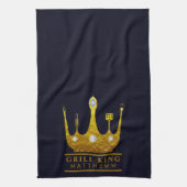 グリルキングBBQ王冠ネイビー自分の力を作る キッチンタオル (縦)