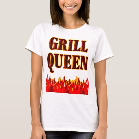 グリルクイーンおもしろいBBQことわざTシャツ Tシャツ (正面)