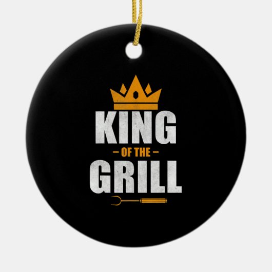 グリルシェフの王 | griling & bbq loversギフト セラミックオーナメント (正面)