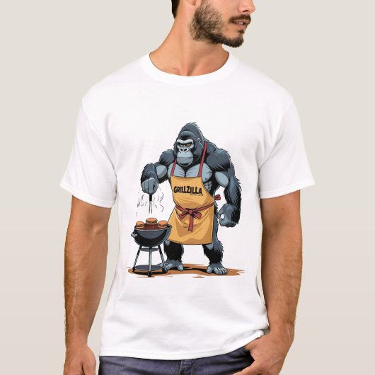 グリルジラパパおもしろい- Gorilla BBQ Tシャツ (正面)