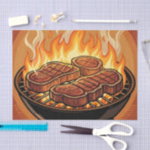 グリルステーキ BBQ 炎 薄葉紙 (クラフト)