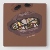 グリルズエステティック、金ゴールドグリルズティースアート スクエア壁時計 (正面)