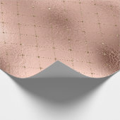 グリルダイヤモンドバラ金ゴールドピンクプリンセスグリッター ラッピングペーパー (角)