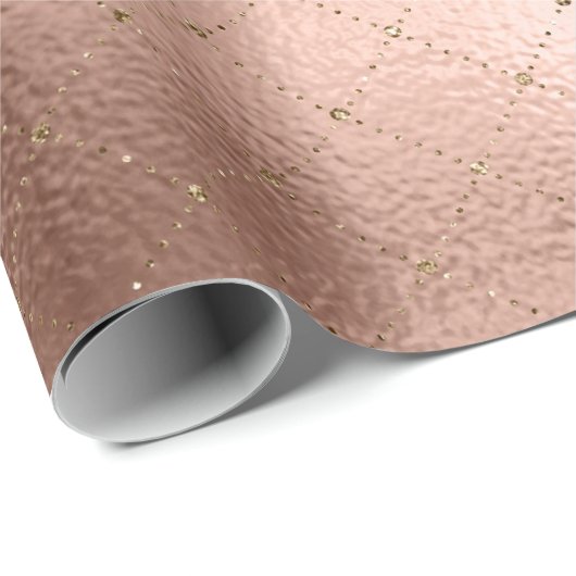 グリルダイヤモンドバラ金ゴールドピンクプリンセスグリッター ラッピングペーパー (ロールコーナー)
