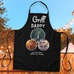 グリルダディモダンオーバル3 Photo Father's Day エプロン<br><div class="desc">グリルダディモダンブラックオーバル3フォトファーザーのデイエプロン。楕円フレームの3枚 – 3枚の写真を追加。文字は黒い背景のトレンディー白で、エプロンの文字は任意に変更できる。このパーソナライズされたエプロンは、父の日、誕生日、クリスマスのパパのための完璧な記念品である。</div>
