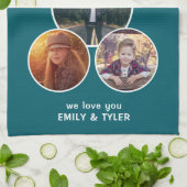 グリルダディモダンオーバル3 Photo Father's Day キッチンタオル (折り畳み)