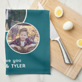 グリルダディモダンオーバル3 Photo Father's Day キッチンタオル (四つ折り)