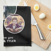 グリルダディモダンオーバル3 Photo Father's Day キッチンタオル (四つ折り)