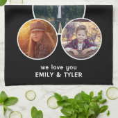 グリルダディモダンブラックオーバル3写真父の日 キッチンタオル (折り畳み)