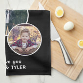 グリルダディモダンブラックオーバル3写真父の日 キッチンタオル (四つ折り)