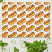 グリルドホットドッグ柄 キッチンタオル (折り畳み)