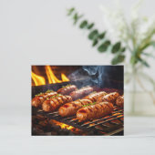グリルド・ブラートヴルスト・ソーセージ BBQ ポストカード (スタンド正面)